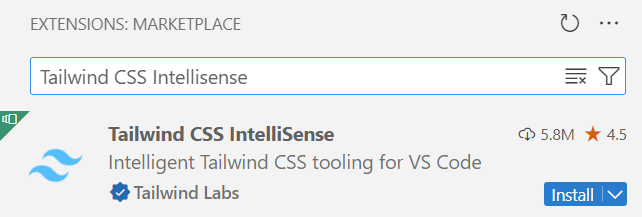 Tailwind CSS IntelliSense 拡張機能を検索